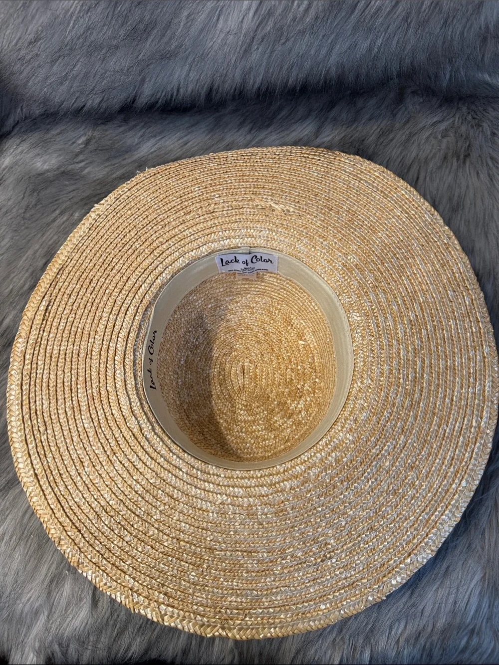 Lack Of Color Natural Straw Wide-Brim Hat with Black Band Size S